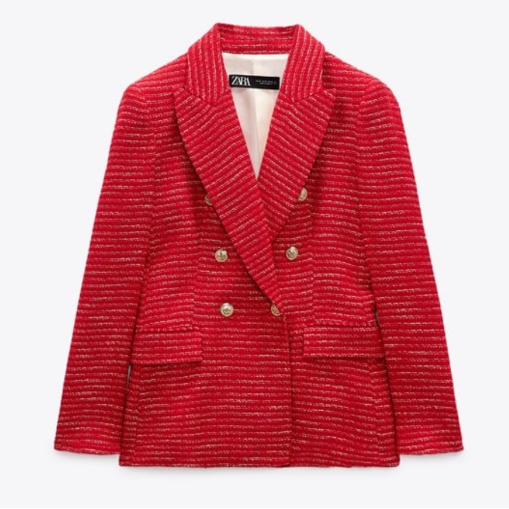 Zara TEXTURED DOUBLE BREASTED BLAZER